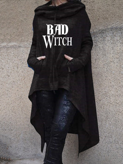 Sweat-shirt à capuche et poche imprimé BAD WITCH 