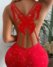 Sexy Kleid mit ausgehöhltem Schmetterlings-Rücken