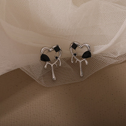 Gothic Heart Stud Earrings