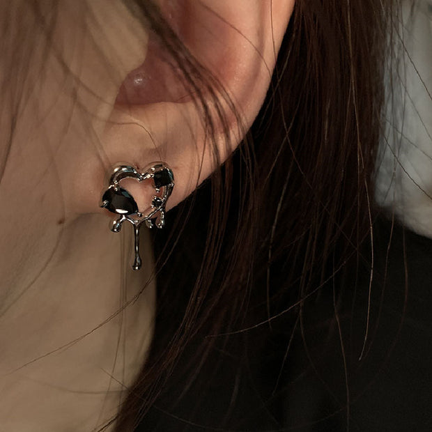 Gothic Heart Stud Earrings