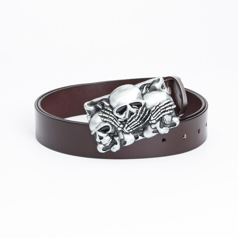 Men's Punk Skull Cowhide Belt