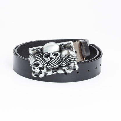 Men's Punk Skull Cowhide Belt