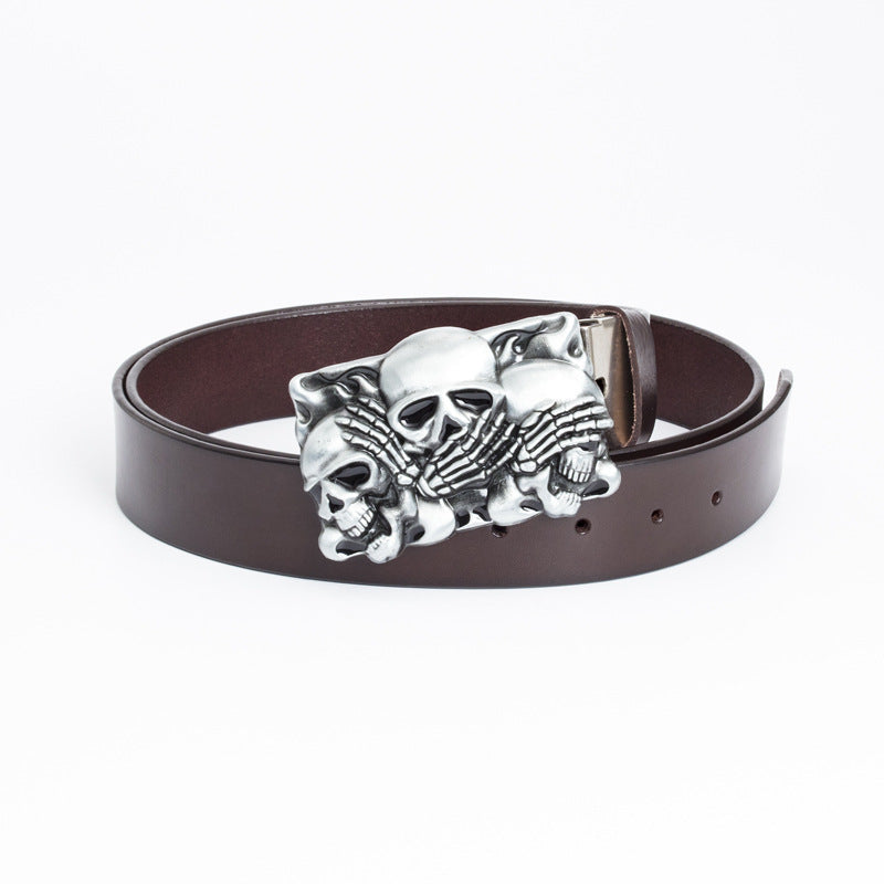 Men's Punk Skull Cowhide Belt