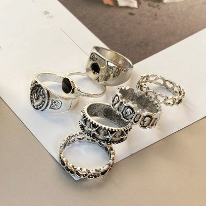 Retro Skull Snake Poker Rings Set