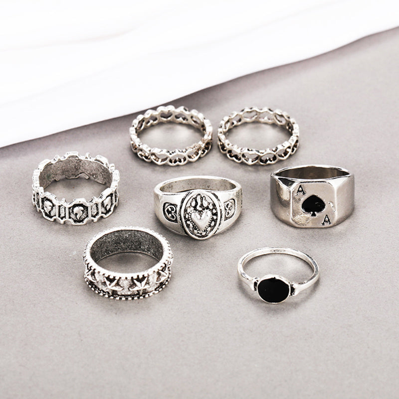 Retro Skull Snake Poker Rings Set