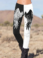 Black and White Angel Panel Leggings