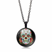 Day Of The Dead Round Pendant Necklace