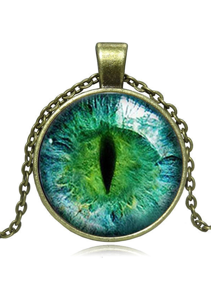 Collier à pendentif avec pierres précieuses du temps, yeux de dragon 