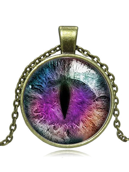 Collier à pendentif avec pierres précieuses du temps, yeux de dragon 