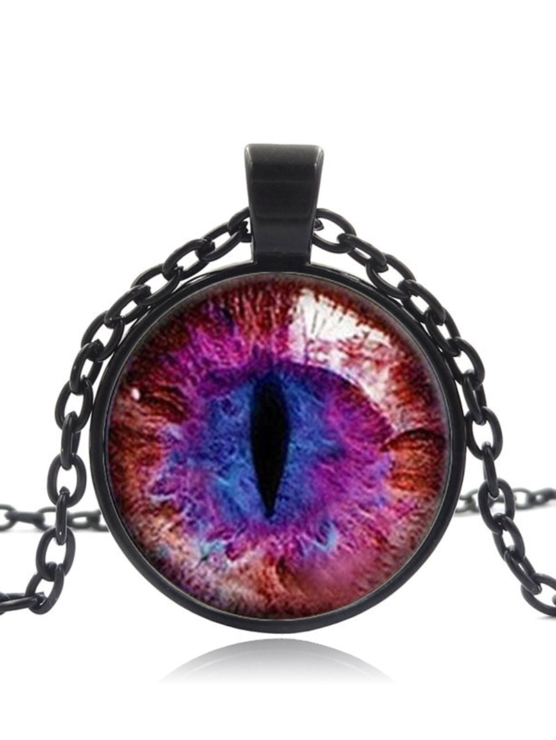 Collier à pendentif avec pierres précieuses du temps, yeux de dragon 