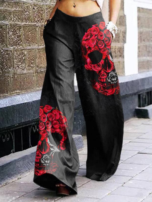 Rose Skull Printed Trousers