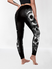 Skull Printed Halloween Women's Yoga Leggings