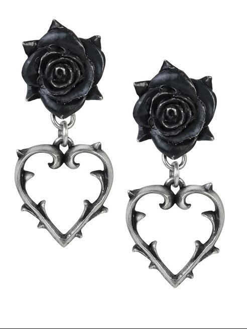 Thorn Black Rose Earrings