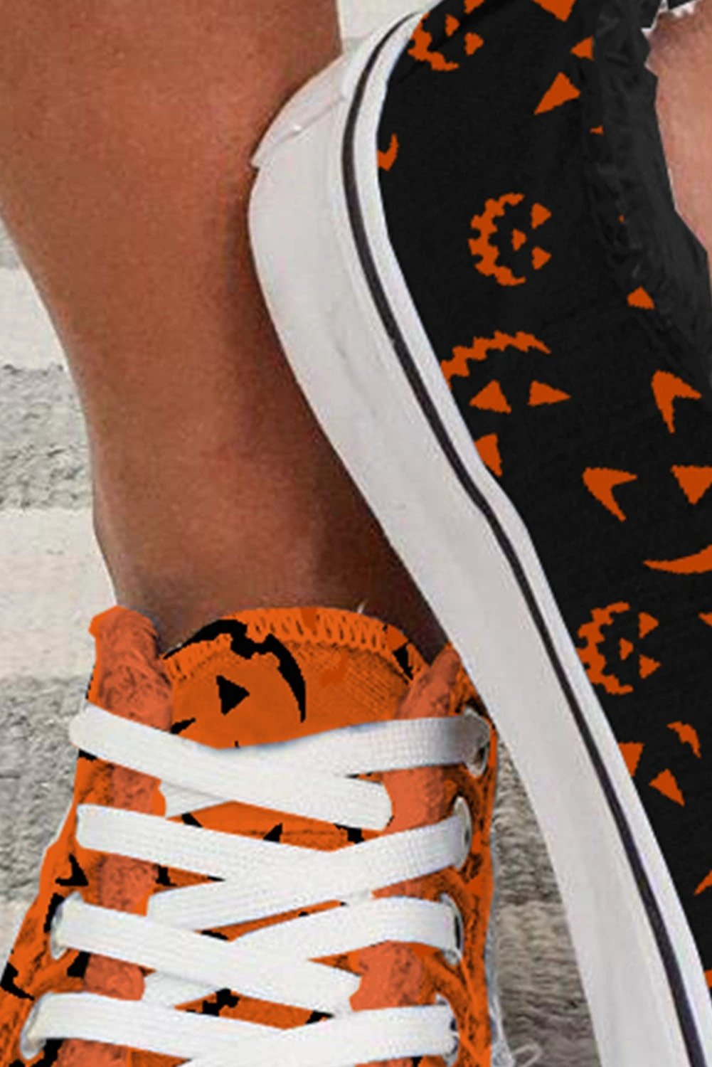 Women's Sneakers Halloween Face Print Lace-up Canvas Sneakers