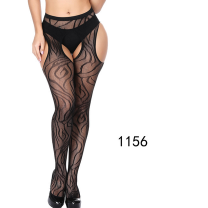 Sexy Lace Suspender Jacquard Hollow Fishnet Stockings