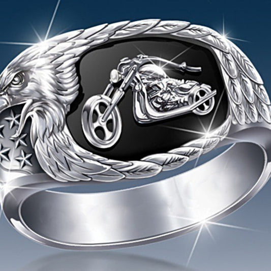 Bague aigle de moto fabriquée pour hommes 