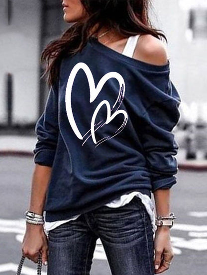 Double Heart Printed Sweatshirt