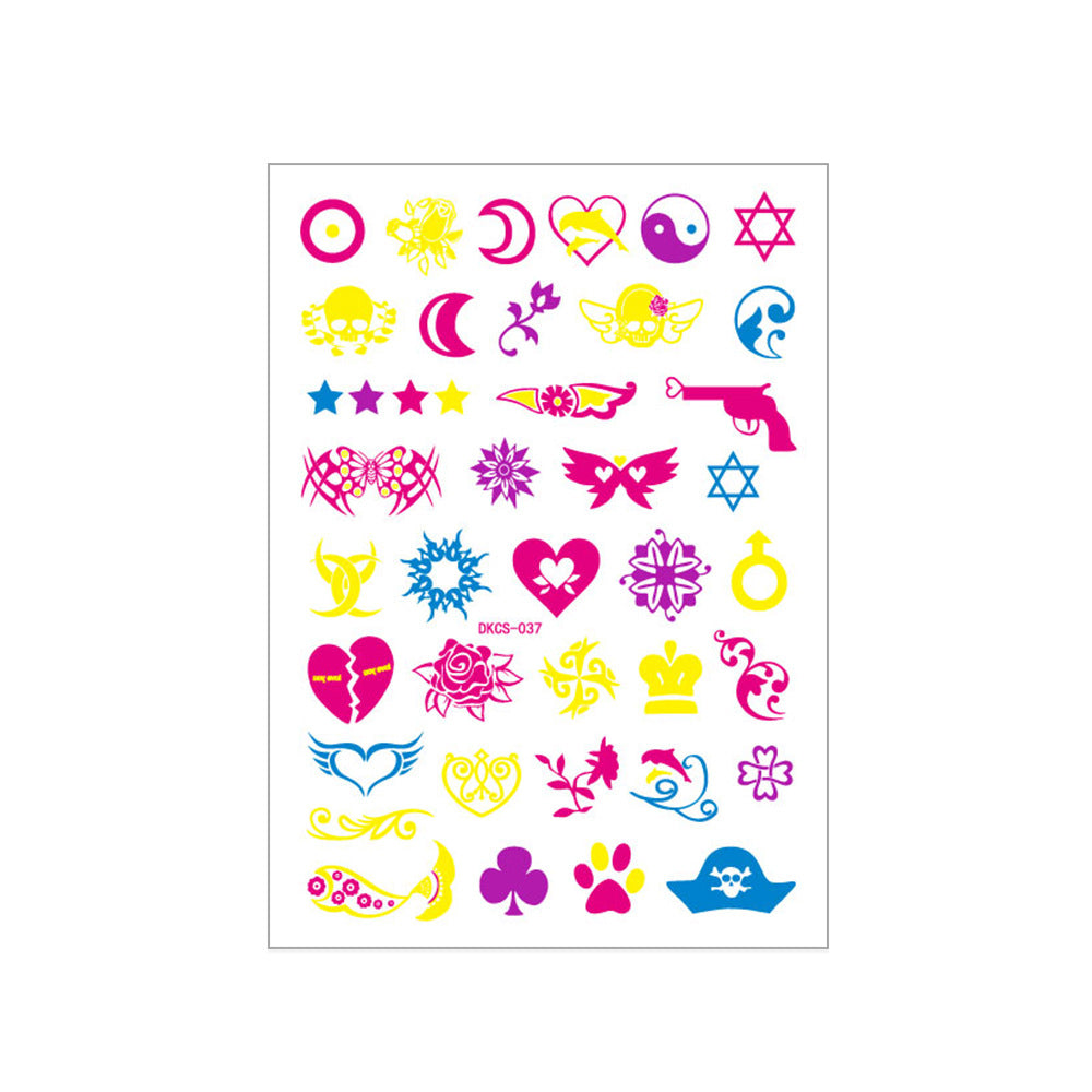 Creative Multi Color Fluorescent Tattoo Stickers