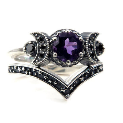 Bague en alliage de lune de style gothique 