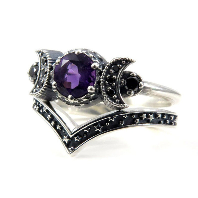 Bague en alliage de lune de style gothique 