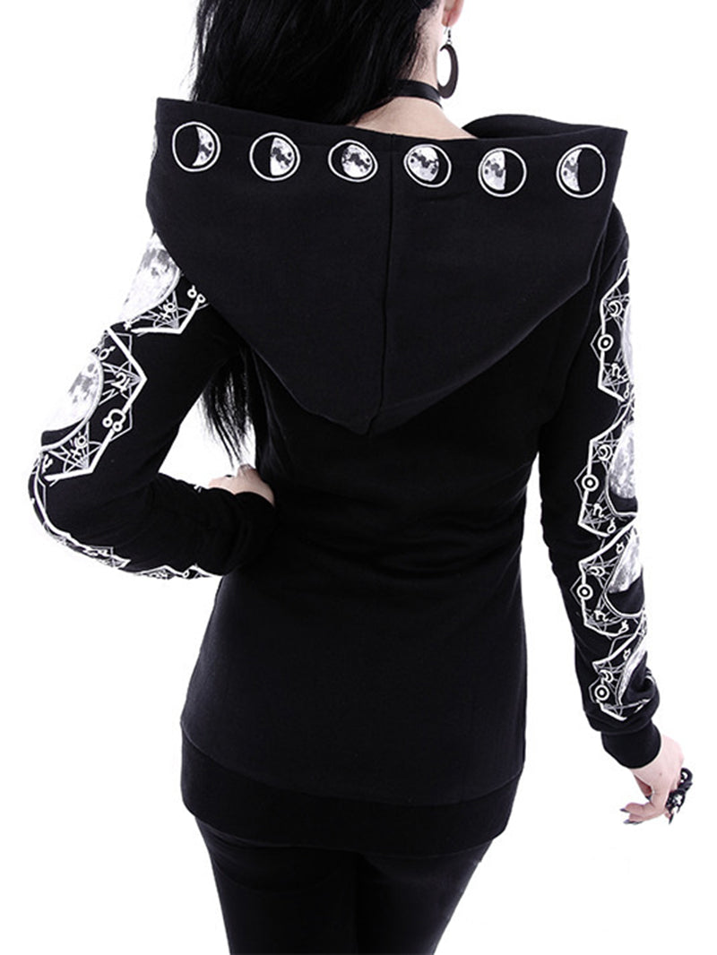 Punk Mysterious Moon Printed Women's Hoodie