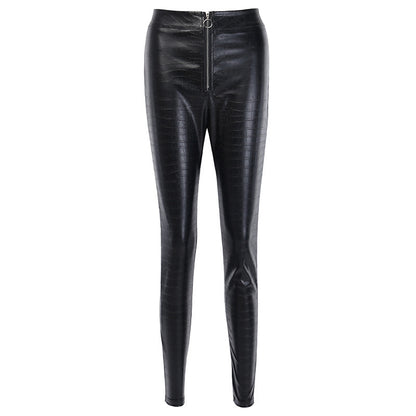 High Waist Casual PU Leather Pants