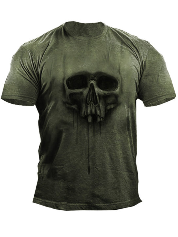 Herren-T-Shirt mit Rundhalsausschnitt und Totenkopf-Print 