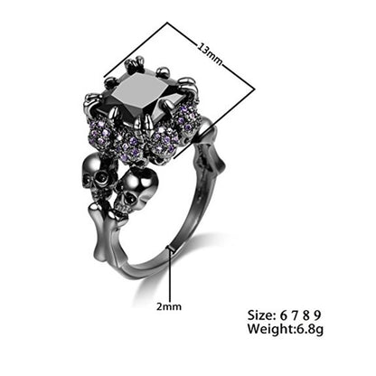 Totenkopf Strass Quadratischer Zirkon Ring 