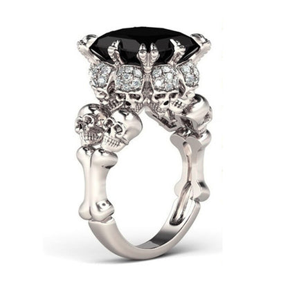 Totenkopf Strass Quadratischer Zirkon Ring 