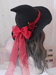 Halloween Rose Bowknot Witch Hat