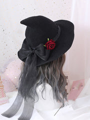 Halloween Rose Bowknot Witch Hat