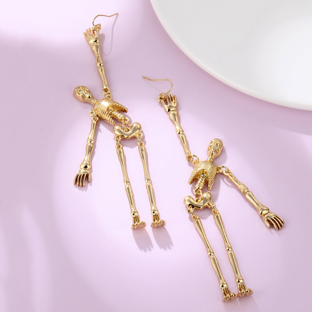 Metal Skull Skeleton Pendant Earrings