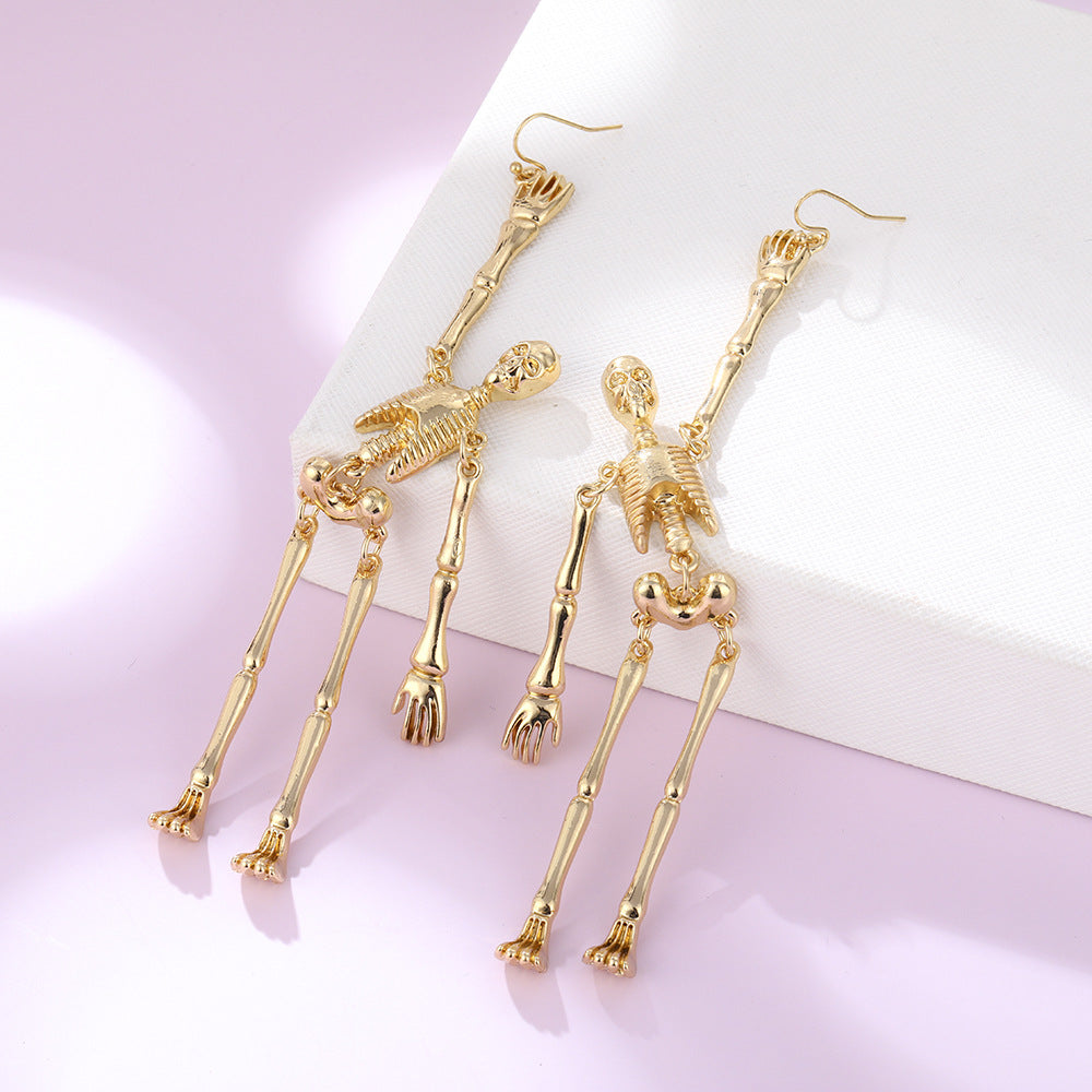 Metal Skull Skeleton Pendant Earrings