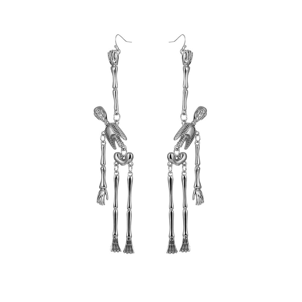 Metal Skull Skeleton Pendant Earrings