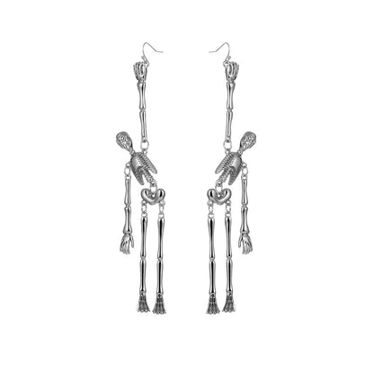 Metal Skull Skeleton Pendant Earrings