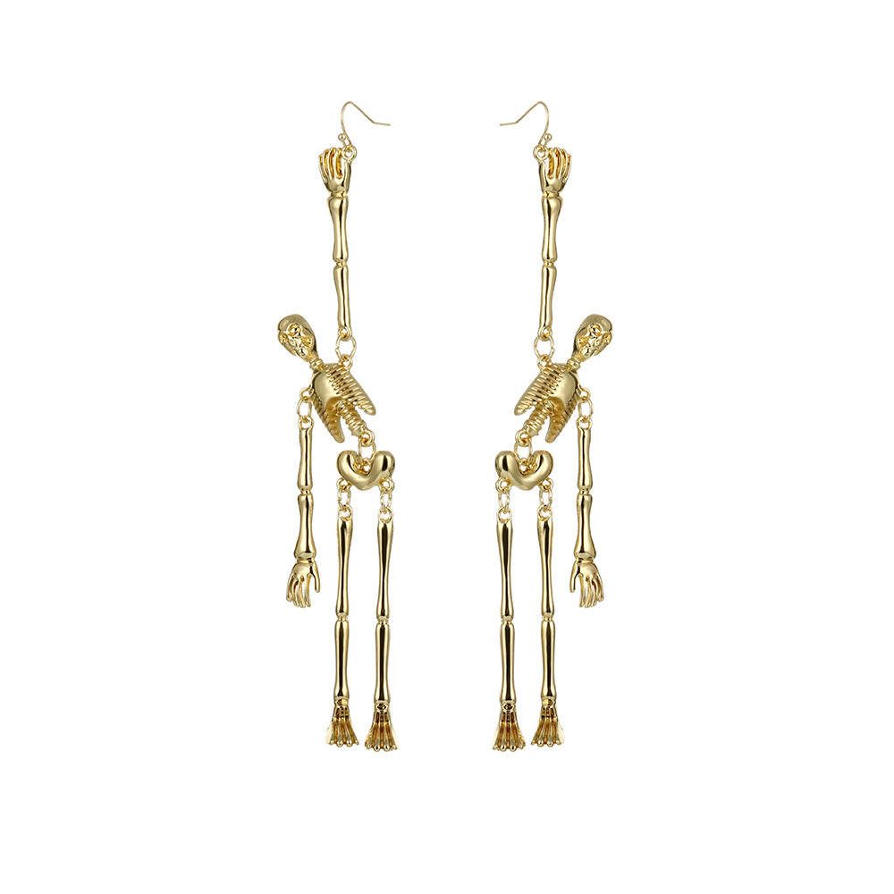 Metal Skull Skeleton Pendant Earrings