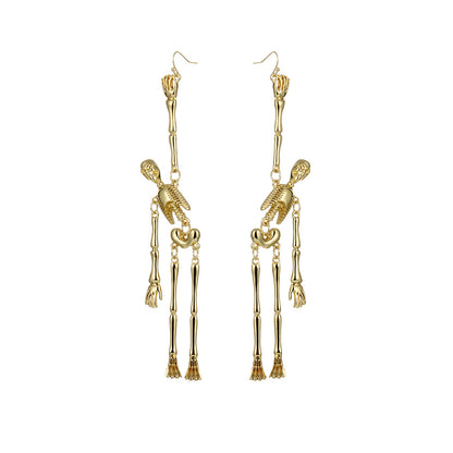 Metal Skull Skeleton Pendant Earrings