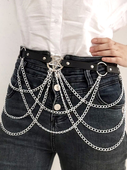 Five-Pointed Star Chain Tassel Belt