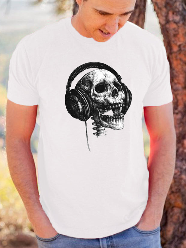 Skull Loves Music Printed T-Shirt