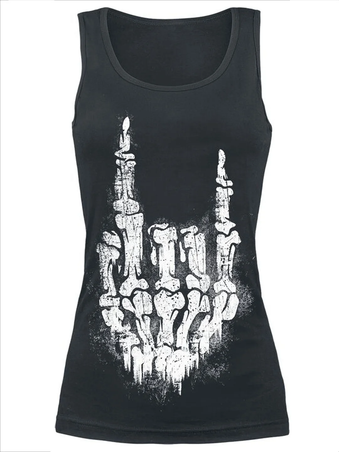 Scoop Neck Skull Printed Tank Top