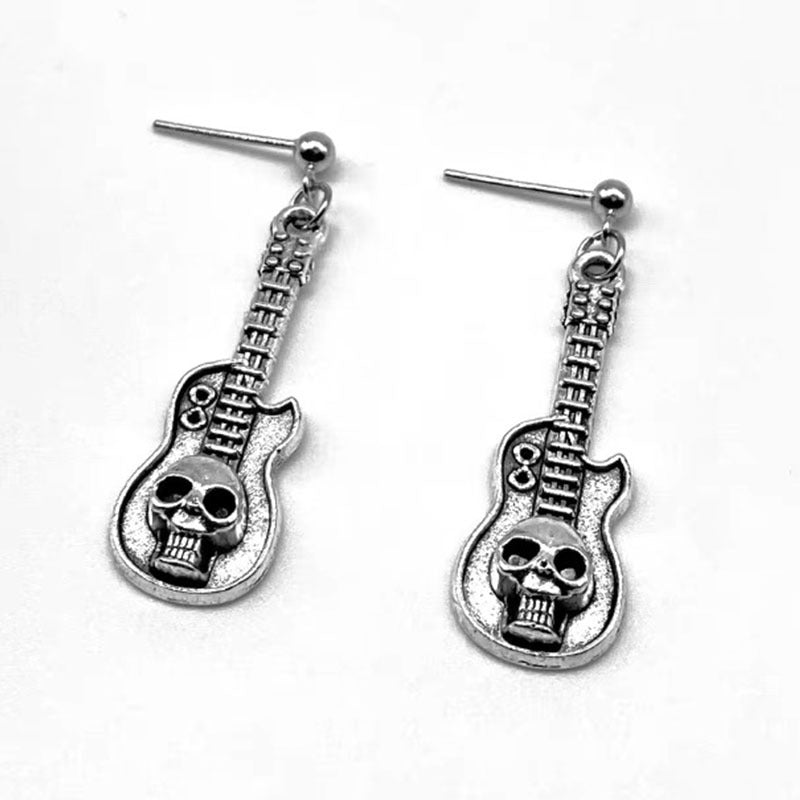 Skull Guitar Shaped Earrings