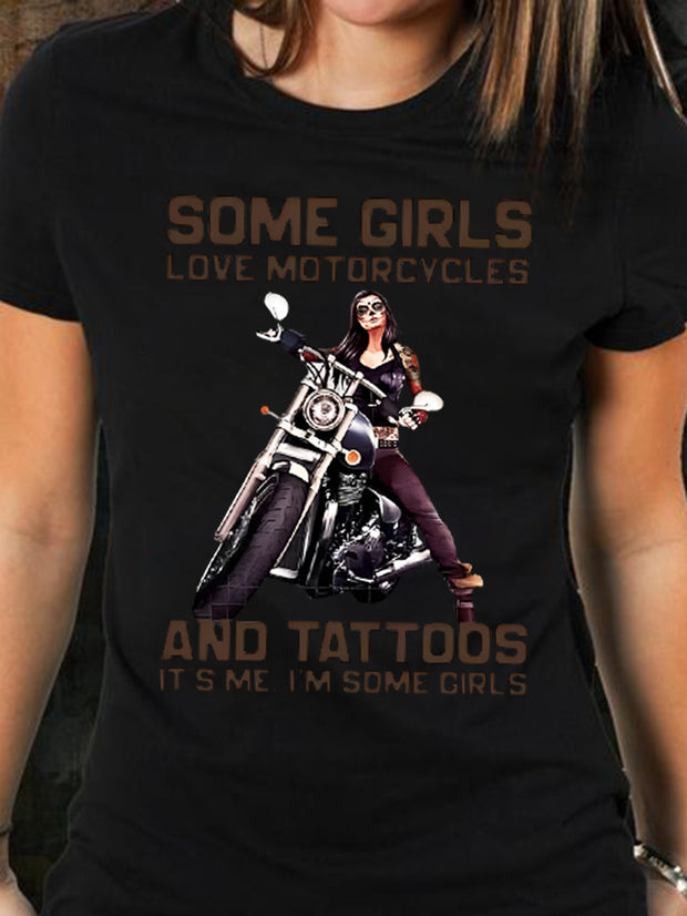 T-shirt imprimé dame moto sauvage 