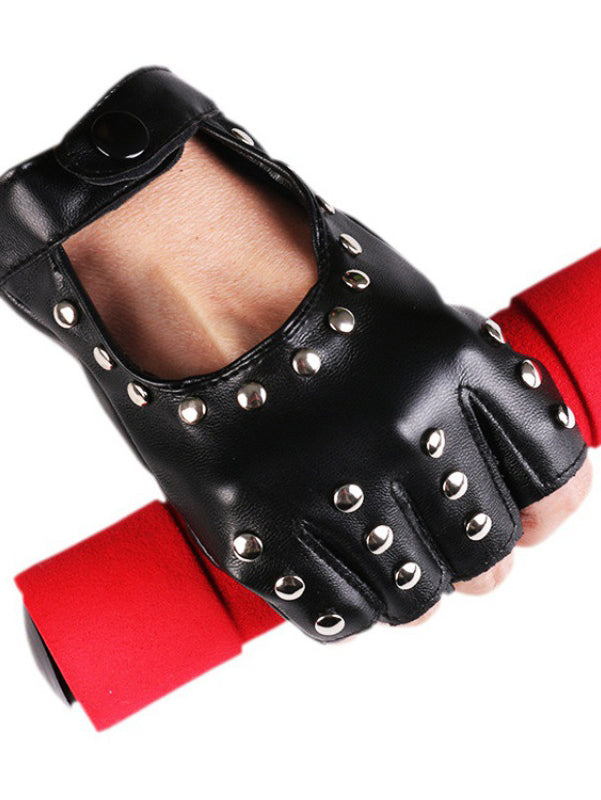 Short Half Punk Rivet Gloves