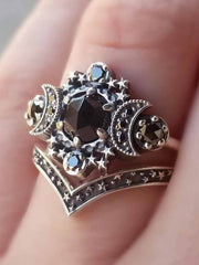 Gothic Universe Moon Engagement Ring Set