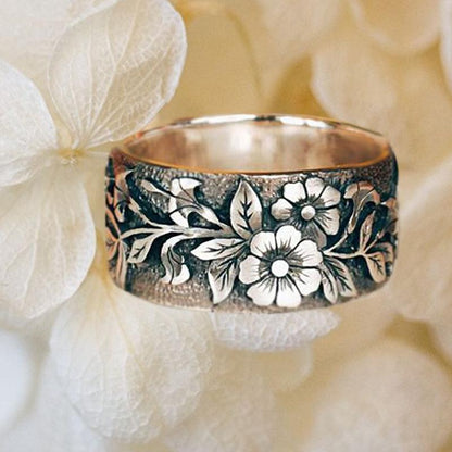 Floral Animal Print Ring Punk