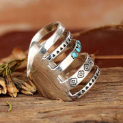 Bohemian Style Carved Ring Hollow 925 Silver Ring