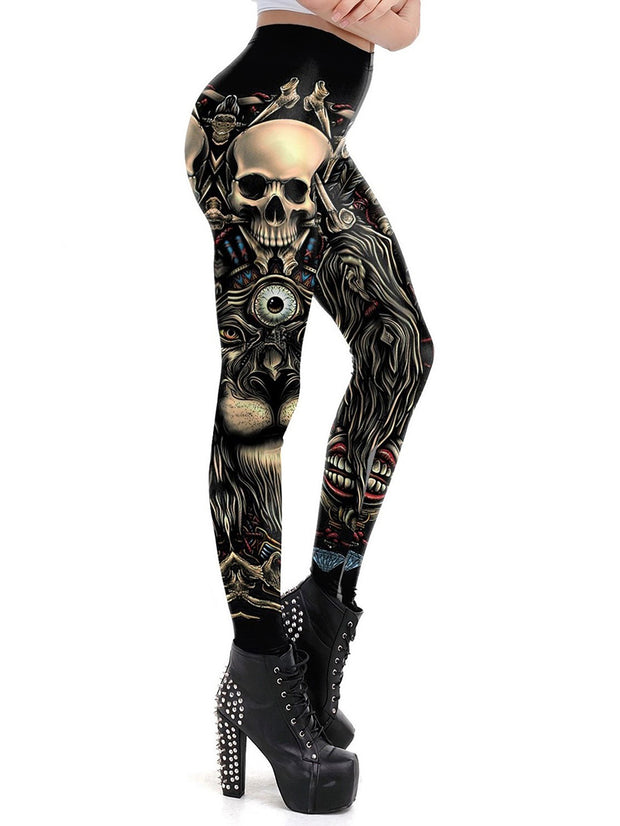 Damen Leggings mit 3D-Digitaldruck und Hüftlifting-Effekt 