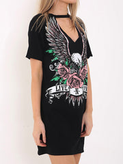 Rose Eagle Printed Punk Dress