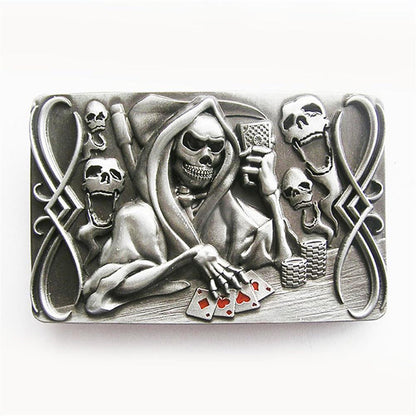 Poker Skulls Punk Belt Buckle