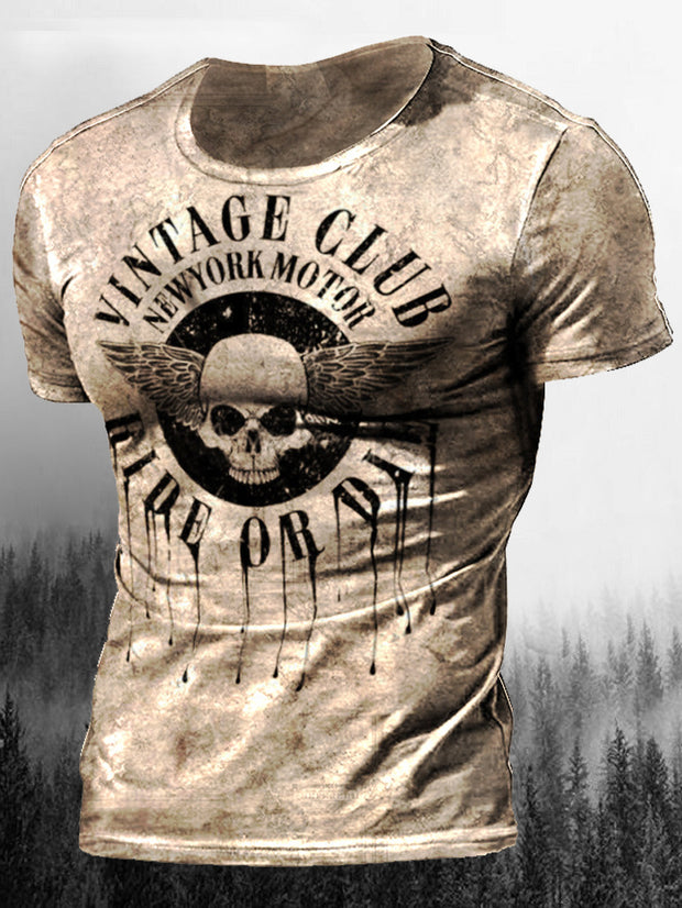 Herren T-Shirt mit Totenkopf- und Buchstaben-Aufdruck 